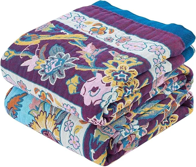 Prestigious Fall Blanket for Bed Cotton Soft Rustic Boho Throw Blanket Quilt 80 quot x90 quot Farmhouse Decor Bed Flower Blankets Light Weight Reversible Bohemian Throw Quilt Artisan