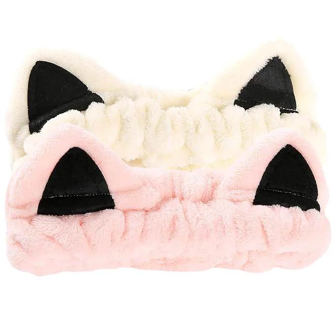 Comfortable 2 Pcs Cat Ears Headband Cute Spa Headbands Optimized