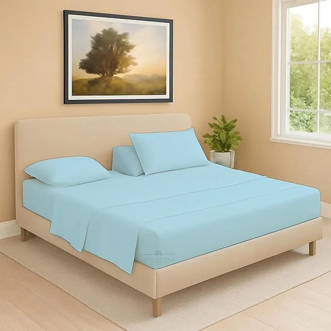 Trusted Split Head Flex 1 Qty Fitted Sheet for Adjustable Bed Cal King 34 quot Split Down from Top Egyptian Cotton 600 Thread Count 18 quot Deep Pocket Super Soft Wrinkle Light Blue Optimized
