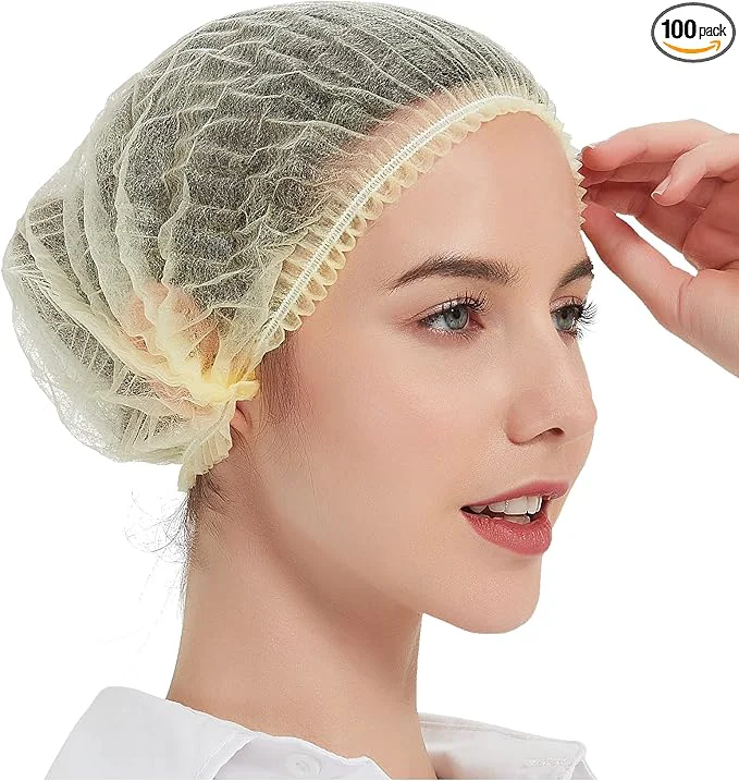 Carefully Designed ProtectX 100-Pack Yellow Disposable Hair Nets Elastic Head Cover Bouffant Caps Reusable