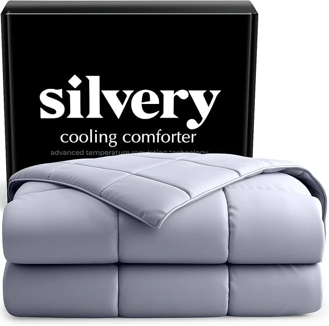 Refined Silvery Silver-Infused Cooling Comforter – Award-Winning Self-Cooling Blanket for Hot Sleepers with Self-Cleaning Silvery Technology for Sweat- amp Cool Sleep Gray Full Queen 90 quot x 90 quot Healthy