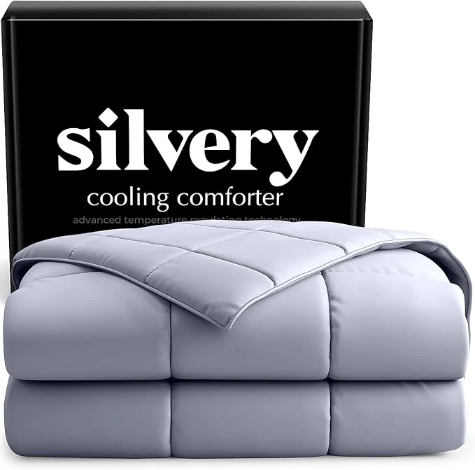 Premium Material Silvery Silver-Infused Cooling Comforter – Award-Winning Self-Cooling Blanket for Hot Sleepers with Self-Cleaning Silvery Technology for Sweat- amp Cool Sleep Gray Twin Twin XL 68 quot x 90 quot Detailed