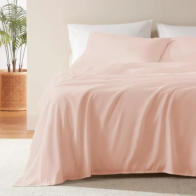 SLEEP ZONE Nanotex Super Soft Cooling King Bed Sheets Set for Kids 3 Piece – Easy Care Fitted Flat Sheet amp Pillowcase Sets – Wrinkle Fade Resistant Deep Pocket 16 quot Rose Pink King Elegant
