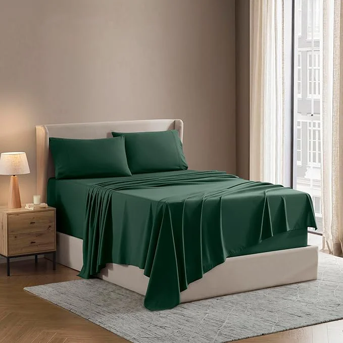 Proven Nestl Split King Sheet Set – 1800 Ultra-Soft Microfiber Bed Sheets – Double Brushed – Deep Pockets – Easy Fit – 5 Piece Set – Bed Sheets amp Pillowcases Split King Size Dark Green Consistent