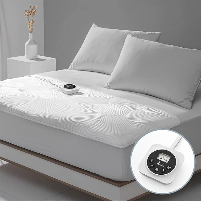 High-Grade Foot Queen Size Electric Heated Mattress Pad – Foot Warmer for Bed with Memory amp Preheat Functions 12 Heat Settings Single Control for 1-12 Hours Auto Off Lighted Button Effective