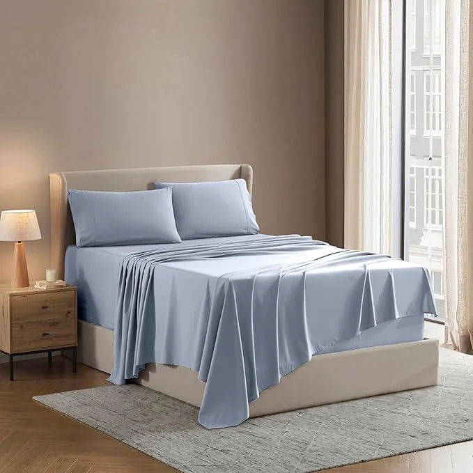 Certified Nestl King Sheet Set – Luxury 1800 Ultra-Soft Microfiber King Bed Sheets – Double Brushed – Deep Pockets – Easy Fit – 4 Piece Set – Bedding Sheets amp Pillowcases King Ice Blue High-Grade