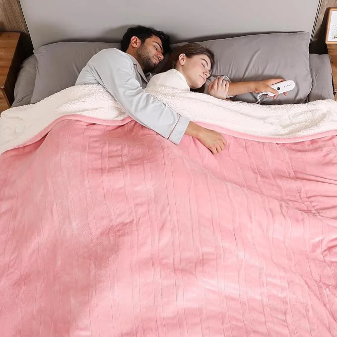 Fine Crafted ESTINGO Electric Heating Blanket King Size Heated Electric Blanket with 5 Heating Levels amp 10 Hours Auto Off Machine Washable Plush Heated Blanket 100 quot x 90 quot Pale Pink Safe