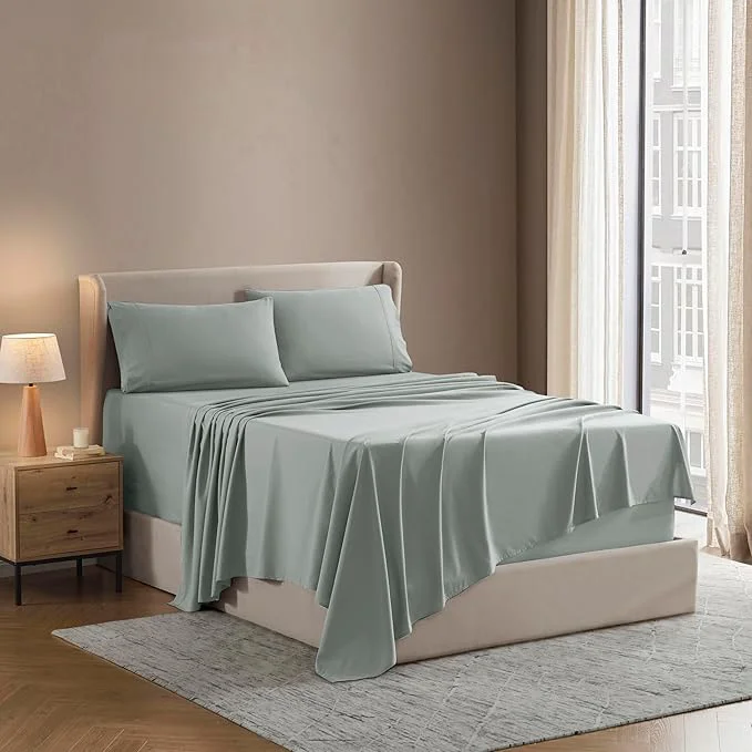 Traditional Nestl Split King Sheet Set – 1800 Ultra-Soft Microfiber Bed Sheets – Double Brushed – Deep Pockets – Easy Fit – 5 Piece Set – Bed Sheets amp Pillowcases Split King Sage Green Official