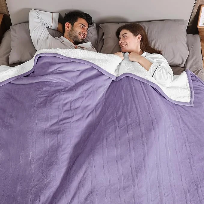 Trendy ESTINGO Electric Heating Blanket Queen Size Heated Electric Blanket with 5 Heating Levels amp 10 Hours Auto Off Machine Washable Plush Heated Blanket 84 quot x 90 quot Lavender Violet Sophisticated