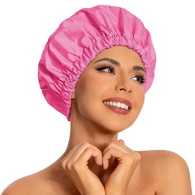 Classic Reusable Shower Cap for Women Large Waterproof Shower Bonnet Versatile