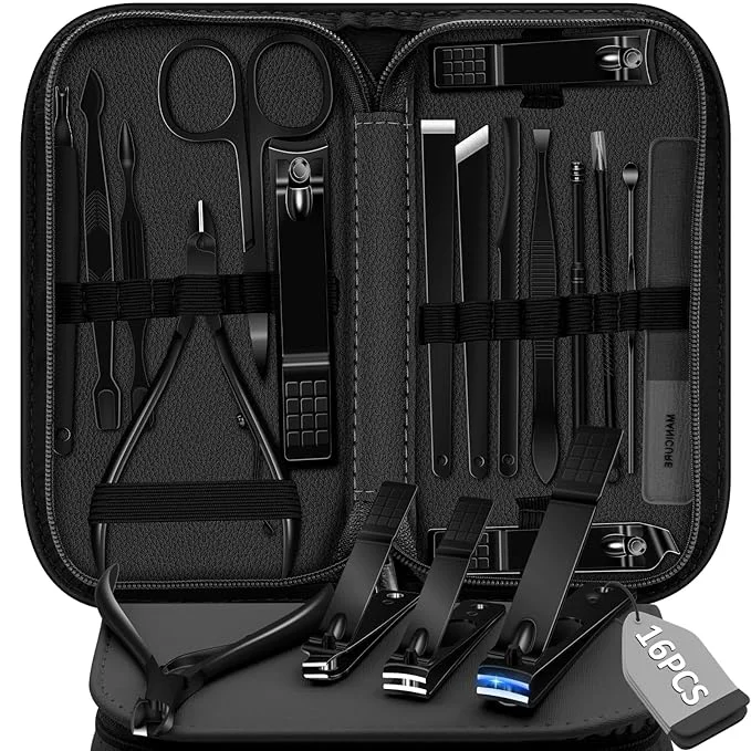 Fine Crafted Manicure Set 16 In 1 Professional Stainless Steel Pedicure Kit Toenail Clippers Reliable
