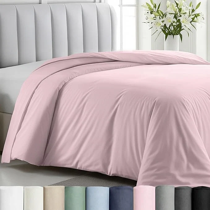 California Design Den Duvet Cover Twin Twin XL Only – Premium 400 Thread Count Natural Cotton Twin Cotton Duvet Cover Soft Sateen Button Closure and Corner Ties – Pink User-Friendly
