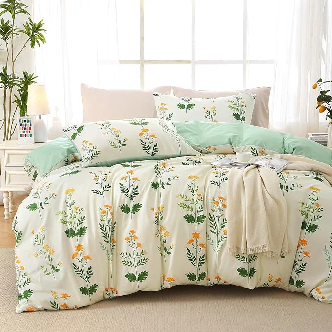 Premium Material MUXHOMO Duvet Cover Queen Size Reversible Floral Vintage Duvet Cover Set with Zipper Closure 3 Pieces Botanical Patterns Soft Microfiber Bedding Set 90 quot x90 quot 2 Pillow Cases Proven