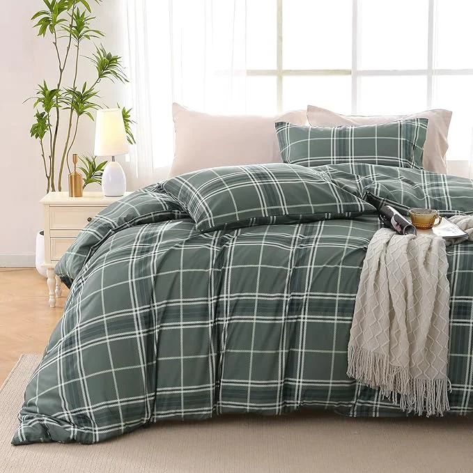 User-Friendly MUXHOMO Duvet Cover King Size Floral Duvet Cover Set with Zipper Closure Red Plaid Bedding Set 3 Pieces 1 Duvet Cover 90 quot x104 quot with 4 Corner Ties and 2 Pillowcases 20 quot x36 quot Carefully Designed