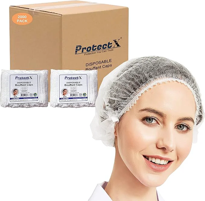 Relaxed ProtectX Disposable Bouffant Caps Hair Head Cover Nets 21 Breathable