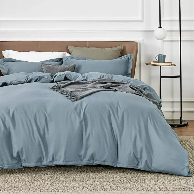 Casual Bedsure Duvet Cover Full Size – Soft Double Brushed Bedding Set for Kids amp Adults Zipper Closure 3 Pieces Includes 1 Duvet Cover 80 quot x90 quot amp 2 Pillow Shams NO Comforter Mineral Blue Quality