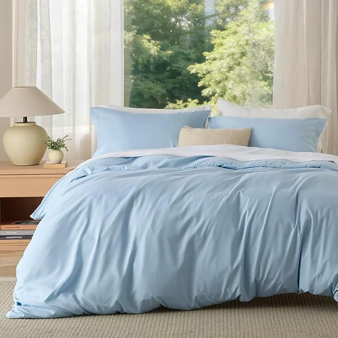 Premium Bedsure Duvet Cover Full Size – Soft Double Brushed Bedding Set for Kids amp Adults Zipper Closure 3 Pieces Includes 1 Duvet Cover 80 quot x90 quot amp 2 Pillow Shams NO Comforter Light Blue Smart