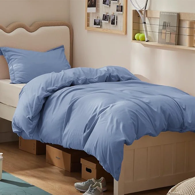 Powerful Bedsure Duvet Cover Twin Twin XL Size – Soft Double Brushed Bedding Set for Kids amp Adults Zipper Closure 2 Pieces Includes 1 Duvet Cover 68 quot x90 quot amp 1 Pillow Sham NO Comforter Slate Blue Pure