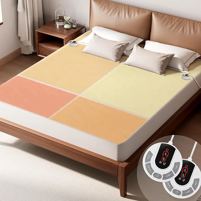 Selected GOTCOZY Multi-Zone Heated Mattress Pad Queen Size – Electric Mattress Pad Fit up to 15 quot with 10 Heat Setting amp 12 Hour Auto Off Independent Body amp Feet Heating Machine Washable（Bleach） Soft