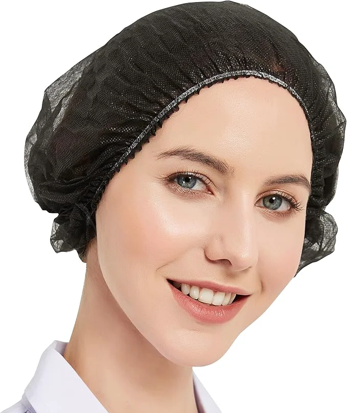 First-Class ProtectX 100-Pack Black Disposable Hair Nets Elastic Head Cover Bouffant Caps Elegant