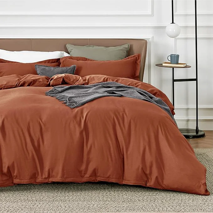 Verified Bedsure Duvet Cover Full Size – Soft Double Brushed Bedding Set for Kids amp Adults Zipper Closure 3 Pieces Includes 1 Duvet Cover 80 quot x90 quot amp 2 Pillow Shams NO Comforter Terracotta Convenient