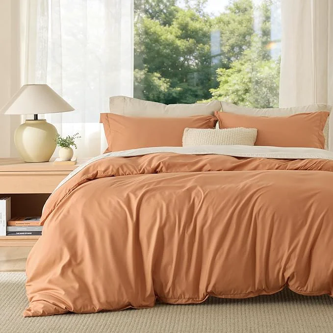 Flexible Bedsure Duvet Cover Queen Size – Soft Double Brushed Bedding Set for Kids amp Adults Zipper Closure 3 Pieces Includes 1 Duvet Cover 90 quot x90 quot amp 2 Pillow Shams NO Comforter Burnt Orange Effective