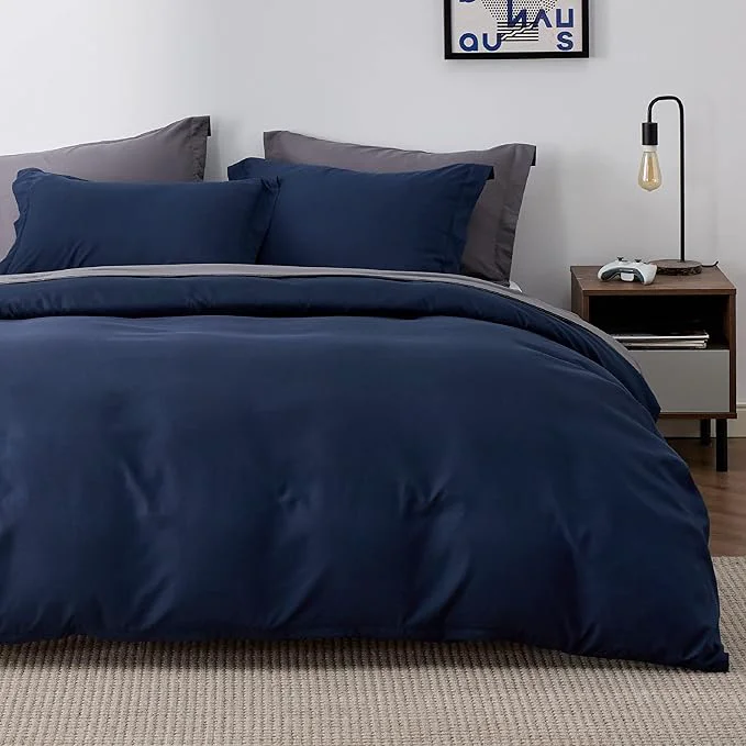 Crafted Bedsure Duvet Cover Queen Size – Soft Double Brushed Bedding Set for Kids amp Adults Zipper Closure 3 Pieces Includes 1 Duvet Cover 90 quot x90 quot amp 2 Pillow Shams NO Comforter Navy Blue Durable