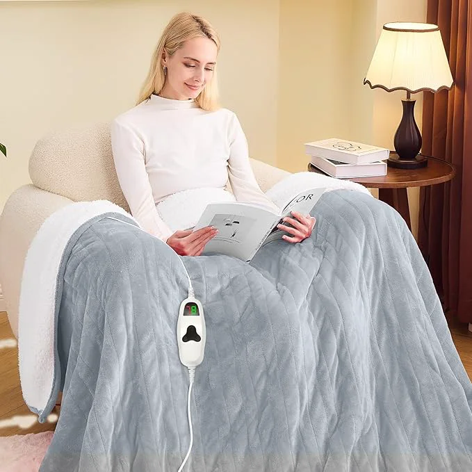 Effective greenoak Heated Blanket Electric Full 72 quot X84 quot Heating Blanket with 10 Heat Levels 1 2 4 6 8 Hours Auto-Off Flannel Sherpa Soft Warm Heater Blanket Dove Grey Stylish