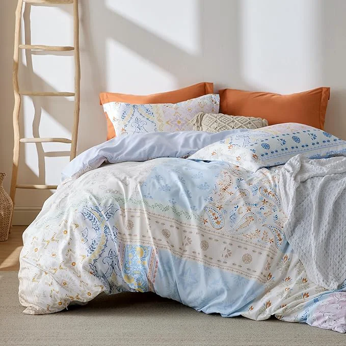 Smooth Bedsure Duvet Cover King Size – Reversible Vintage Floral Duvet Cover Set with Zipper Closure 3 Pieces Winter Sky Bedding Set with 8 Corner Ties and 2 Pillow Shams 20 quot x36 quot Breathable