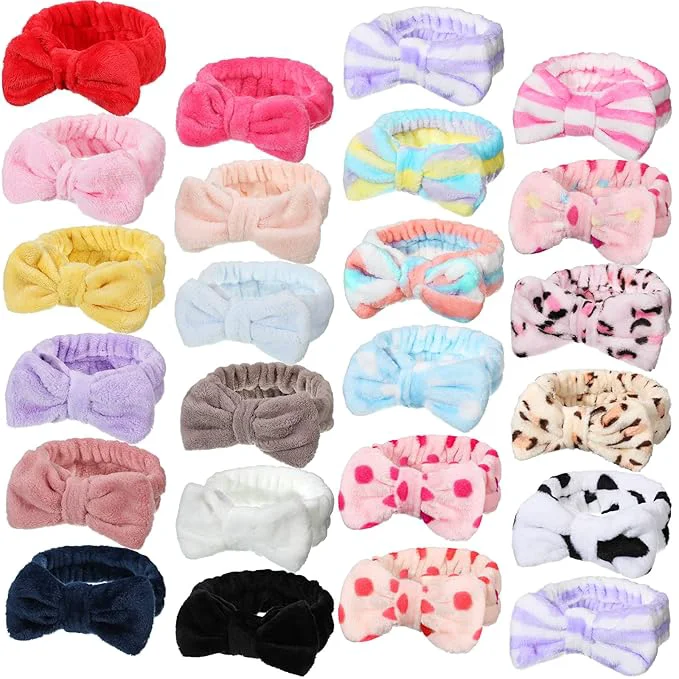 Smooth Jexine 24 Pcs Facial Spa Headband Makeup Headbands Bulk Bow Hair Head Band Detailed