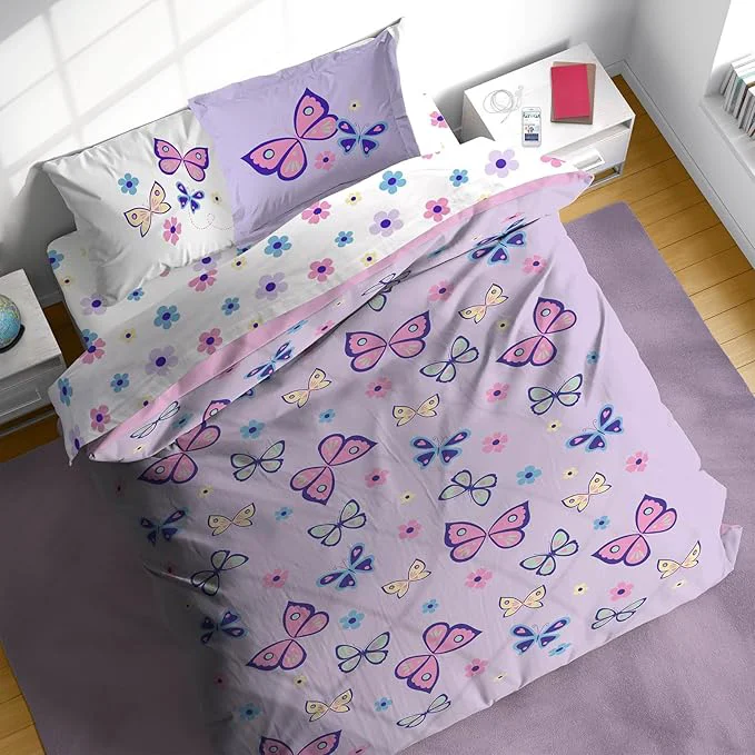 Authentic Sunny Side Up Butterfly Full Comforter Set – 7 Piece Kids Bedding Includes Comforter Sheets amp Pillow Cover – Super Soft Purple Floral Microfiber Bed Set Flexible