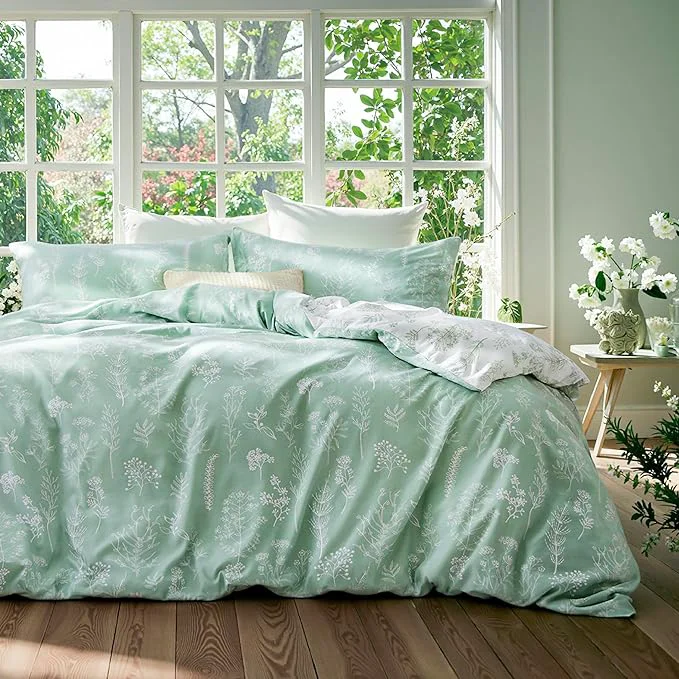 Top-Quality Bedsure Duvet Cover King Size – Reversible Floral Duvet Cover Set with Zipper Closure Green Bedding Set 3 Pieces 1 Duvet Cover 104 quot x90 quot with 8 Corner Ties and 2 Pillow Shams 20 quot x36 quot Reliable