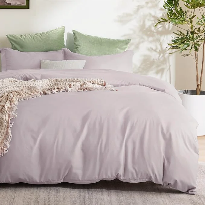 World-Class Bedsure Duvet Cover Queen Size – Soft Double Brushed Bedding Set for Kids amp Adults Zipper Closure 3 Pieces Includes 1 Duvet Cover 90 quot x90 quot amp 2 Pillow Shams NO Comforter Pink Mocha Clean