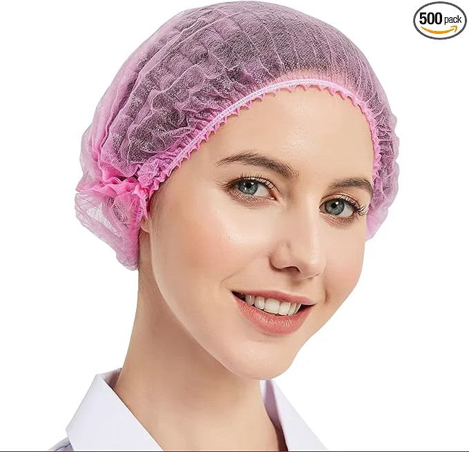 Smart ProtectX 500-Pack Pink Disposable Hair Nets Elastic Head Cover Bouffant Caps Artisan