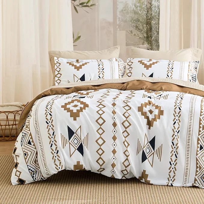 Fine Bedsure Duvet Cover Queen Size – Modern Boho Geometry Floral Duvet Cover Set with Zipper Closure 3 Pieces Hazel Bedding Set with 8 Corner Ties and 2 Pillow Shams 20 quot x26 quot Effective