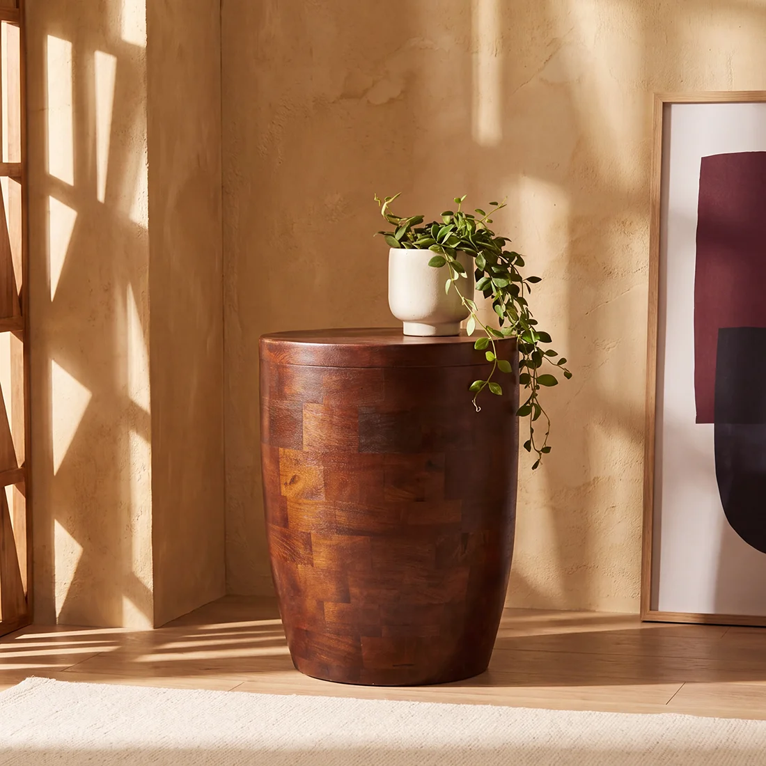 Natural Tuvalu mango wood side table Sustainable