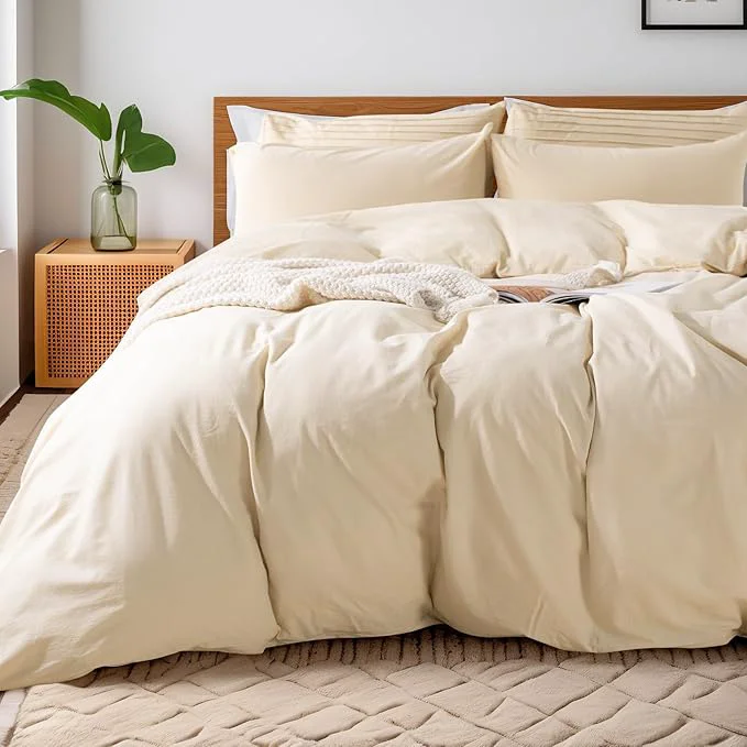 Sustainable NEXHOME PRO Full Duvet Cover Set – Organic Cotton with Washed Feel amp Linen-Like Texture Comfortable amp Breathable Home Bedding Set 80 quot 90 quot No Comforter 8090N Official