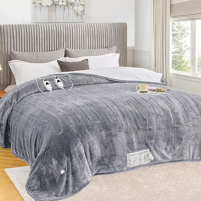 High-Quality greenoak Heated Blanket Electric Queen Size 84 quot X90 quot Dual Control Heating Blanket with 10 Heat Levels 8 Hours Auto-Off Fleece Soft Gifts for Grandma Seniors Mom Misty Grey Quality