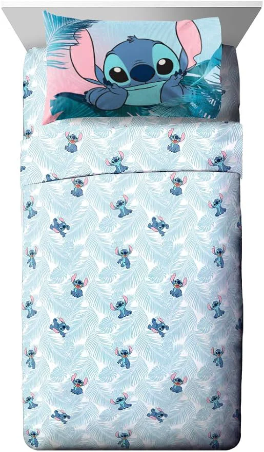 Fine Crafted Jay Franco Kids Sheet Set with Fitted Flat Sheets amp Pillow Cover – Ultra-Soft Bedding with Pillowcase for Room Decor Teal – Lilo amp Stitch 4 Piece Full Eco-Friendly