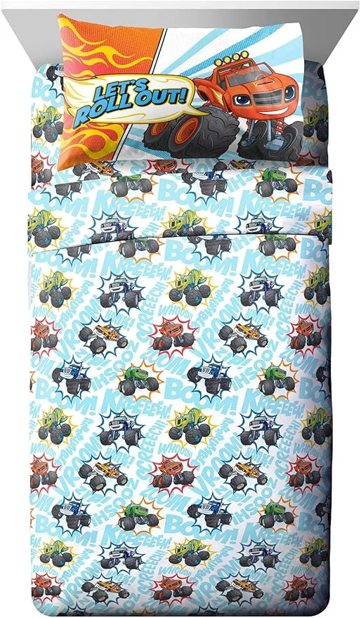 Excellent Jay Franco Kids Sheet Set with Fitted Flat Sheets amp Pillow Cover – Ultra-Soft Bedding with Pillowcase for Room Decor Multi – Blaze 3 Piece Toddler User-Friendly