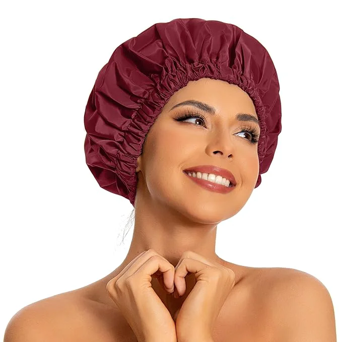 Reliable Reusable Shower Cap for Women Large Waterproof Shower Bonnet Soft