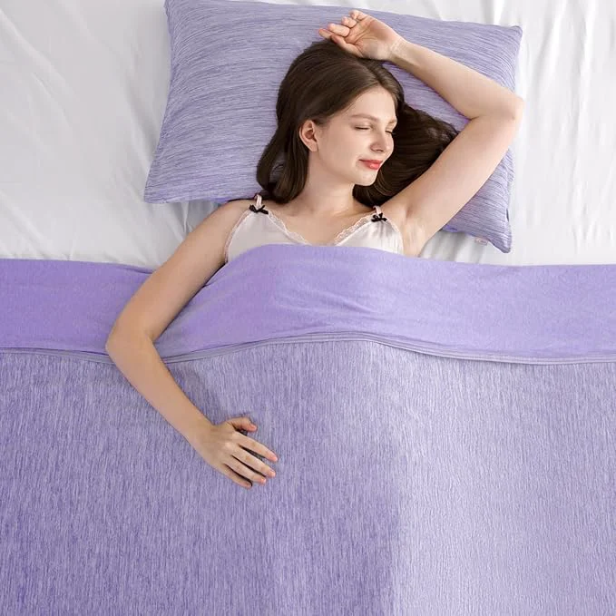 Casual Elegear Cooling Blanket Throw Absorbs Heat to Keep Body Cool for Night Sweats Arc-Chill 3.0 Cool Fiber Q-Max gt 0.5 for Hot Sleepers Lightweight Summer Cold Blankets for Sleeping Purple Verified