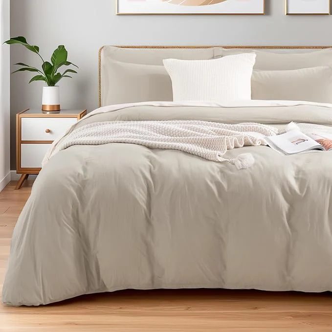 Specialty NEXHOME PRO Washed Cotton Duvet Cover Twin Size Ogranic Natural Linen Feel Breathable Bedding Set with Zipper Closure 2 Pieces Duvet Cover Set Linen No Comfortert 6890 Fine Crafted