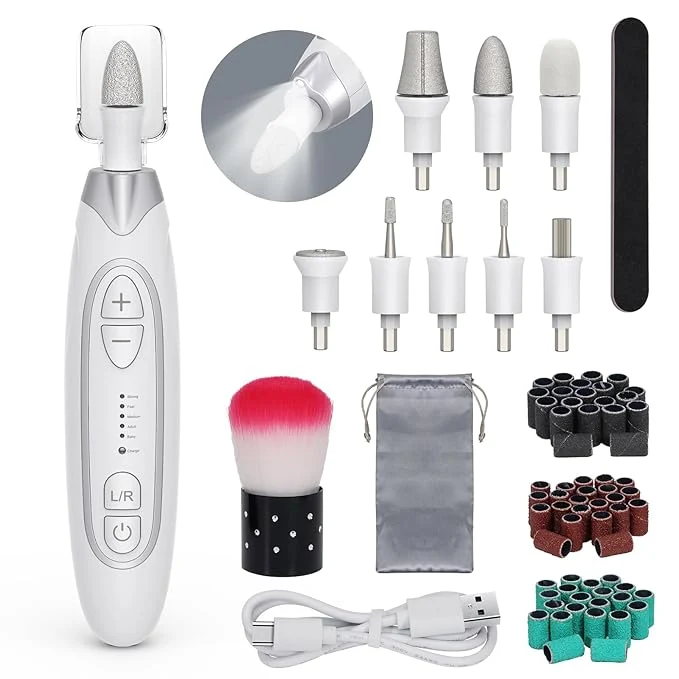 Contemporary PELCAS Electric Nail File 5 Speeds Manicure and Pedicure Kit Cordless Nail Expertly Made
