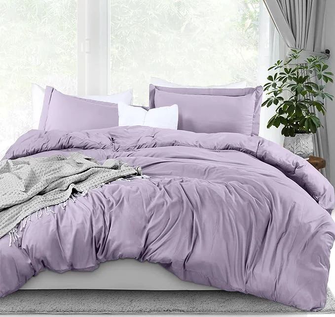 Elegant Utopia Bedding Duvet Cover King Size – 3 Piece with Zipper Closure – 1 Comforter Cover 104X90 Inches amp 2 Pillow Shams 20X36 Inches Lavender Comforter Not Included Refined