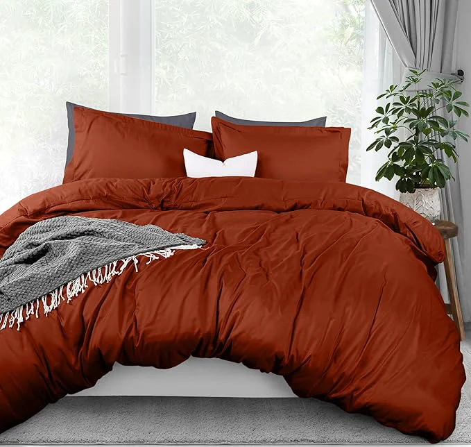 User-Friendly Utopia Bedding Duvet Cover Queen Size – 3 Piece with Zipper Closure – 1 Comforter Cover 90X90 Inches amp 2 Pillow Shams 20X26 Inches Orange Comforter Not Included Breathable
