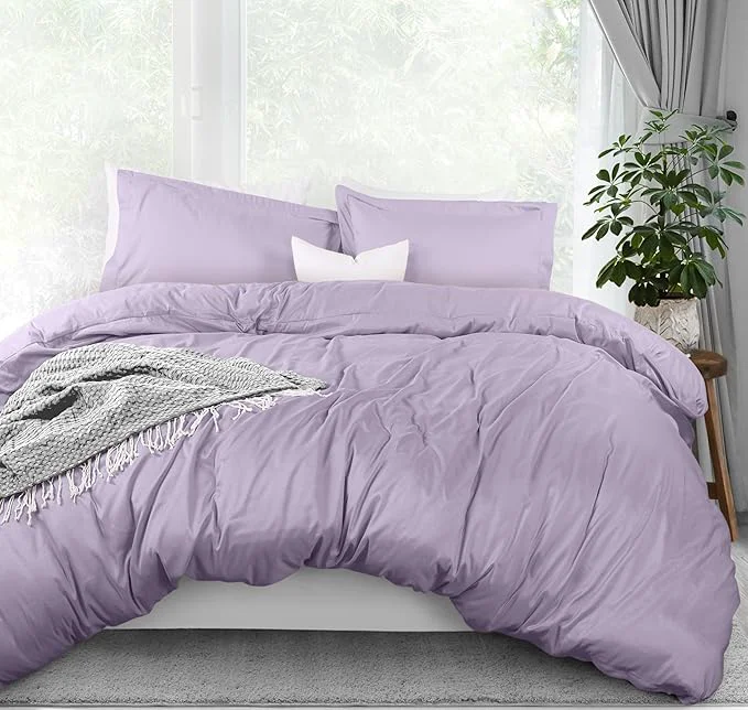 Solid Utopia Bedding Duvet Cover Full Size – 3 Piece with Zipper Closure – 1 Comforter Cover 80X90 Inches amp 2 Pillow Shams 20X26 Inches Lavender Comforter Not Included Top-Quality