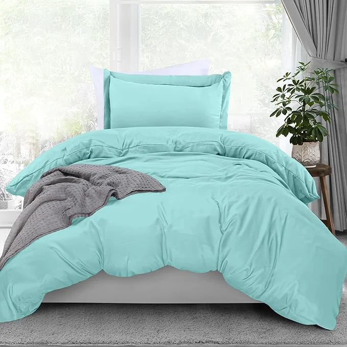 Elite Utopia Bedding Duvet Cover Twin Size – 2 Piece with Zipper Closure – 1 Comforter Cover 68X90 Inches amp 1 Pillow Sham 20X26 Inches Spa Blue Comforter Not Included Comfortable