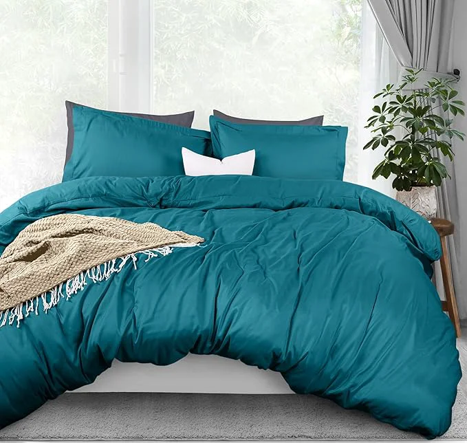 Easy-to-Use Utopia Bedding Duvet Cover Queen Size – 3 Piece with Zipper Closure – 1 Comforter Cover 90X90 Inches amp 2 Pillow Shams 20X26 Inches Denim Blue Comforter Not Included Long-Lasting