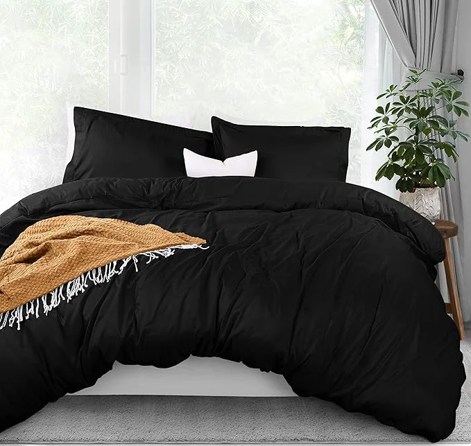 Smart Utopia Bedding Duvet Cover Full Size – 3 Piece with Zipper Closure – 1 Comforter Cover 80X90 Inches amp 2 Pillow Shams 20X26 Inches Black Comforter Not Included Proven